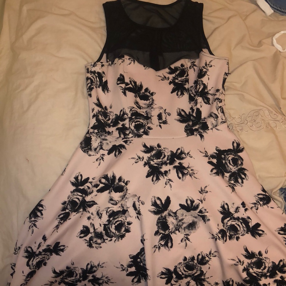 black and pink floral dress